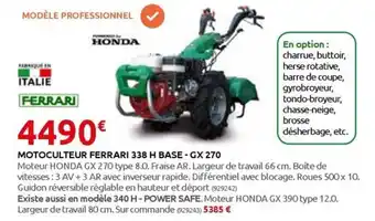 Rural Master MOTOCULTEUR FERRARI 338 H BASE - GX 270 offre