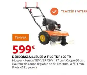 Rural Master DÉBROUSSAILLEUSE À FILS TDF 600 TR offre