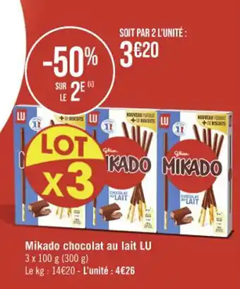 Casino Supermarchés Mikado chocolat au lait LU offre