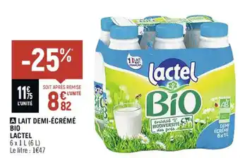 Casino Shop LAIT DEMI-ÉCRÉMÉ BIO LACTEL offre