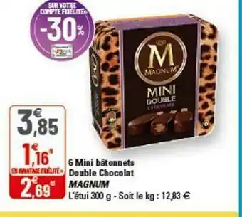 6 Mini Bâtonnets Double Chocolat Magnum