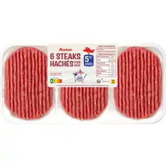 Auchan 6 Steaks Hachés Pur Bœuf Auchan offre