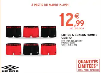 Intermarché Hyper LOT DE 6 BOXERS HOMME UMBRO offre