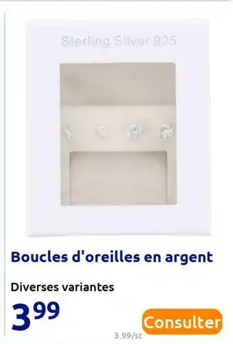 Action Boucles d'oreilles en argent offre