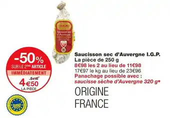 Monoprix Saucisson sec d’auvergne i.g.p. offre