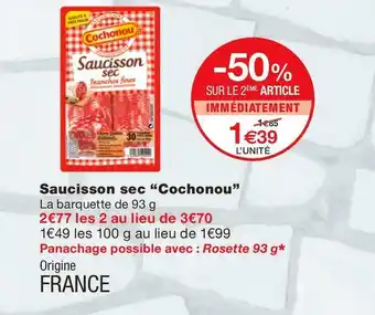 Monoprix Cochonou saucisson sec offre