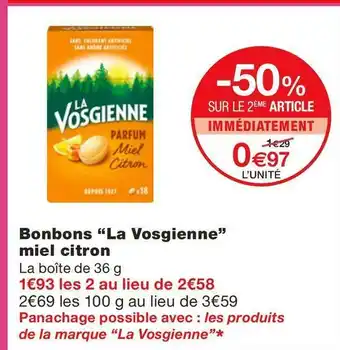 Monoprix La vosgienne bonbons miel citron offre