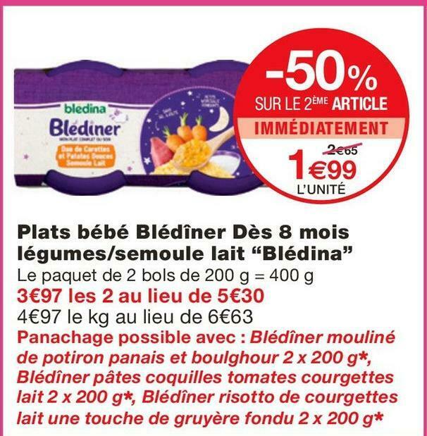 Promo Bledina Plats Bebe Blediner Des 8 Mois Legumes Semoule Lait Chez Monoprix