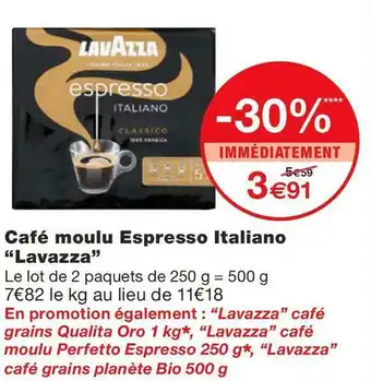 Monoprix Lavazza café moulu espresso italiano offre