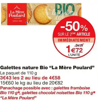 Monoprix La mère poulard galettes nature bio offre