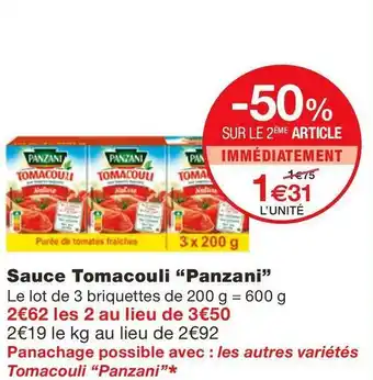 Panzani sauce tomacouli