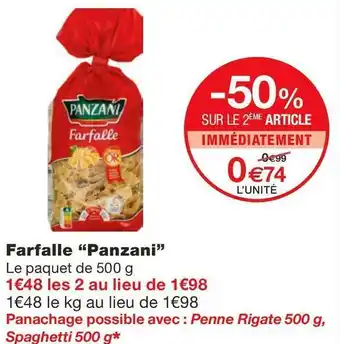 Monoprix Panzani farfalle offre