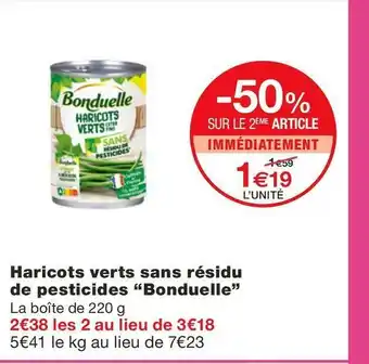 Bonduelle haricots verts sans résidu de pesticides