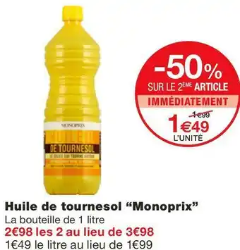 Monoprix Monoprix huile de tournesol offre