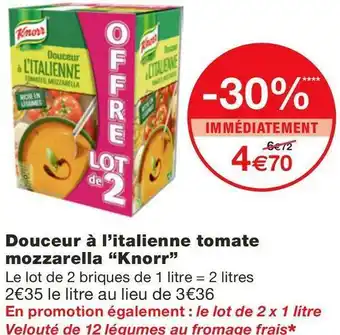 Knorr douceur à l’italienne tomate mozzarella
