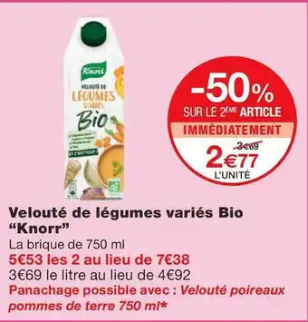 Monoprix Knorr velouté de légumes variés bio offre