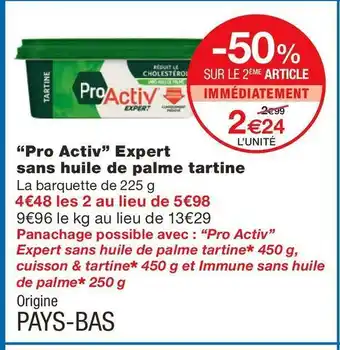 Pro activ “pro activ” expert sans huile de palme tartine