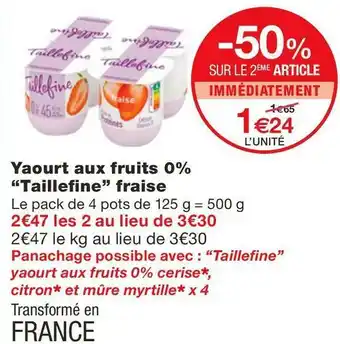 Taillefine yaourt aux fruits 0% fraise