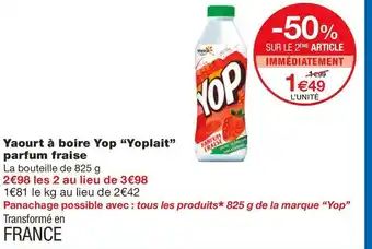 Monoprix Yoplait yaourt à boire yop parfum fraise offre