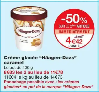 Monoprix Häagen-dazs crème glacée caramel offre