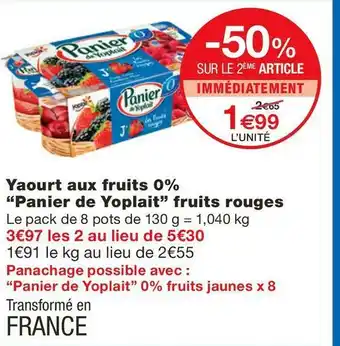 Monoprix Yoplait yaourt aux fruits 0% “panier de yoplait” fruits rouges offre