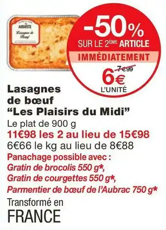 Monoprix Les plaisirs du midi lasagnes de bœuf offre