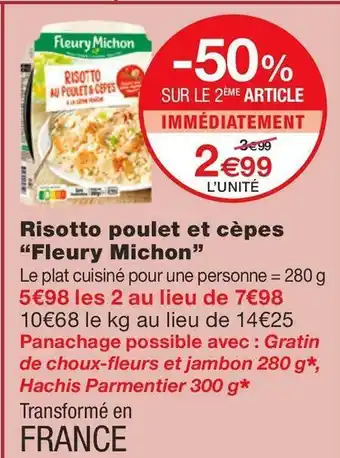 Monoprix Fleury michon risotto poulet et cèpes offre