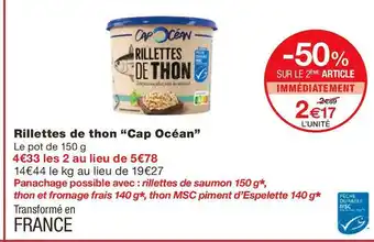 Monoprix Cap océan rillettes de thon offre