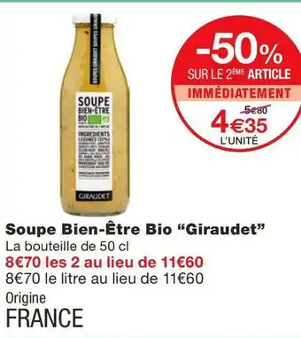 Monoprix Giraudet soupe bien-être bio offre