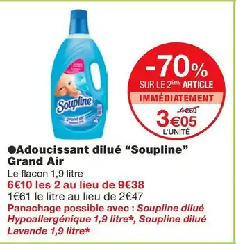 Monoprix Soupline adoucissant dilué grand air offre