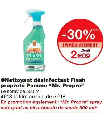 Monoprix Mr. propre nettoyant désinfectant flash propreté pomme offre