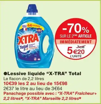Monoprix X-tra lessive liquide total offre