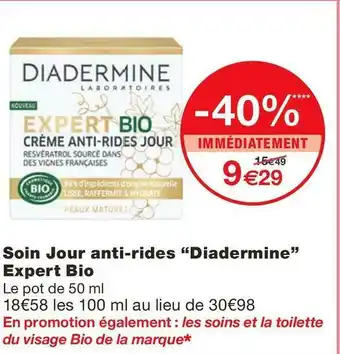 Monoprix Diadermine soin jour anti-rides expert bio offre