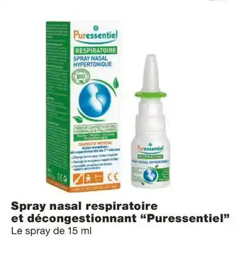 Puressentiel bon plan sur le produit spray nasal respiratoire et décongestionnant de la marque puressentiel