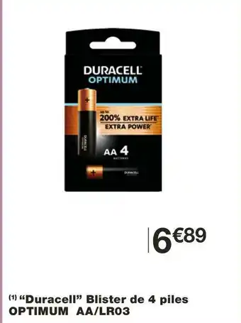 Monoprix Duracell blister de 4 piles optimum aa/lr03 offre