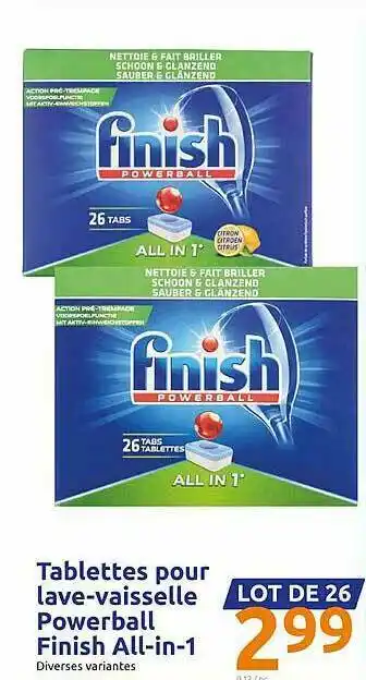 Action Tablettes Pour Lave-vaisselle Powerball Finish All-in-1 offre