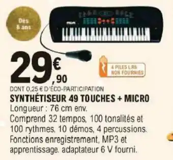 E.Leclerc Synthétiseur 49 touches + micro offre