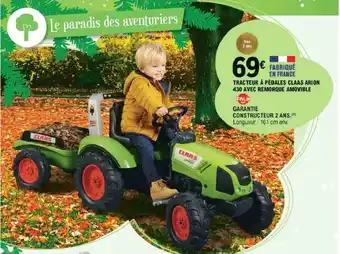 Tracteur à pédales claas arion 430 avec remorque amovible