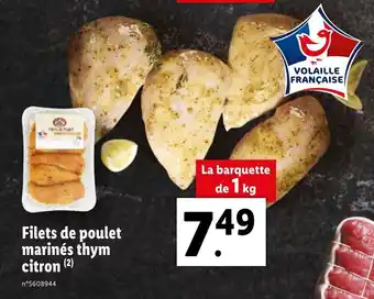 Lidl Filets de poulet marinés thym citron offre