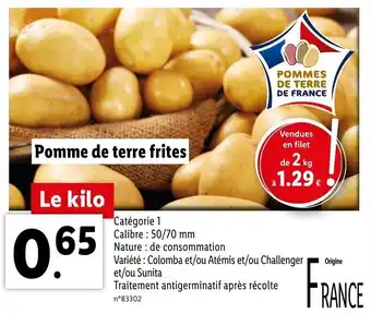 Lidl Pomme de terre frites offre