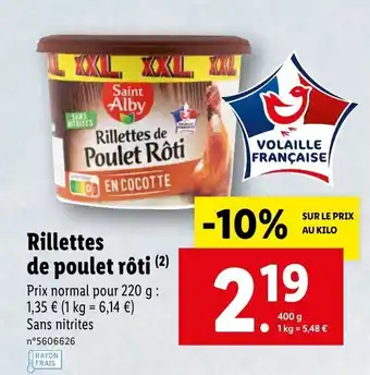 Lidl Rillettes de poulet rôti offre