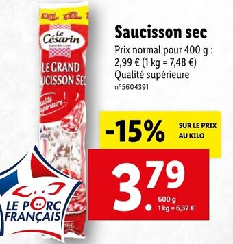 Lidl Saucisson sec offre