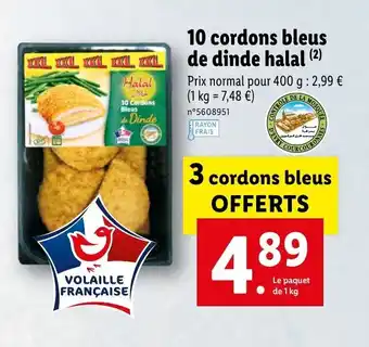 Lidl 10 Cordons bleus de dinde halal offre