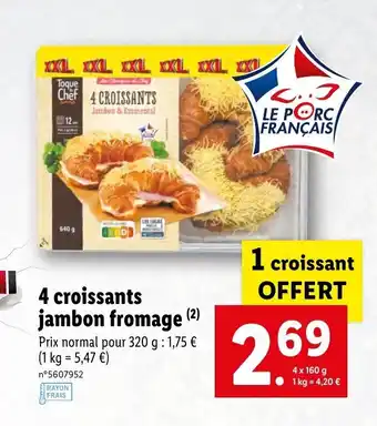 Lidl 4 Croissants jambon fromage offre