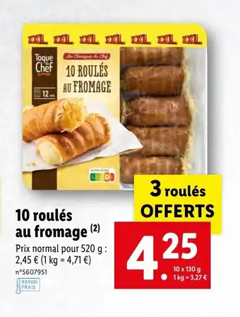 Lidl 10 roulés au fromage offre