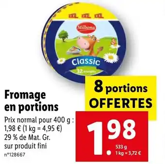 Lidl Fromage en portions offre