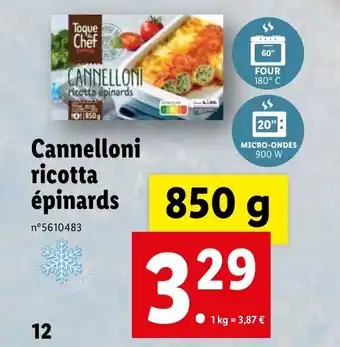 Lidl Cannelloni ricotta épinards offre