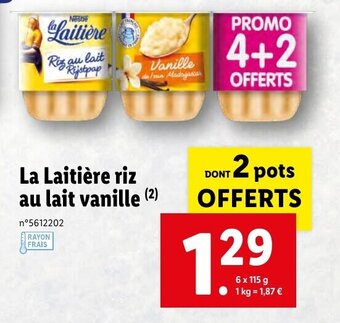 Lidl La laitière riz au lait vanille offre