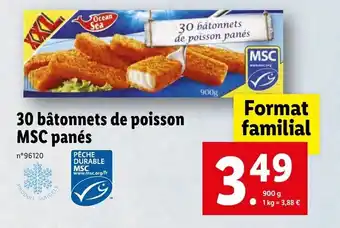 Lidl 30 Bâtonnets de poisson MSC panés offre