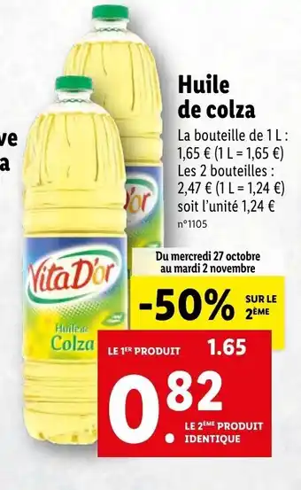 Lidl Huile de colza offre